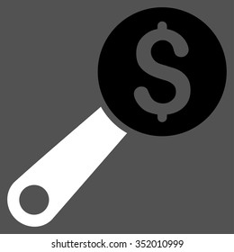 Financial Audit vector icon. Style is bicolor flat symbol, black and white colors, rounded angles, gray background.