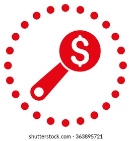 Financial Audit vector icon. Style is flat circled symbol, red color, rounded angles, white background.