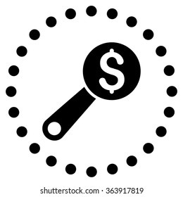 Financial Audit vector icon. Style is flat circled symbol, black color, rounded angles, white background.