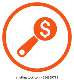 Financial Audit vector icon. Style is flat circled symbol, orange color, rounded angles, white background.