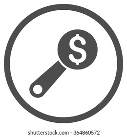 Financial Audit vector icon. Style is flat circled symbol, gray color, rounded angles, white background.