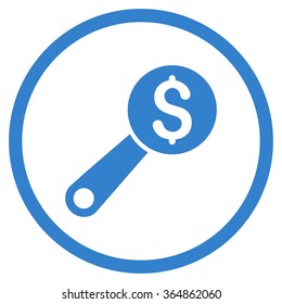 Financial Audit vector icon. Style is flat circled symbol, cobalt color, rounded angles, white background.