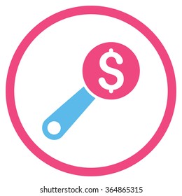 Financial Audit vector icon. Style is bicolor flat circled symbol, pink and blue colors, rounded angles, white background.