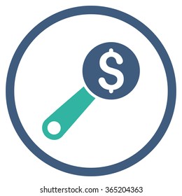 Financial Audit vector icon. Style is bicolor flat circled symbol, cobalt and cyan colors, rounded angles, white background.