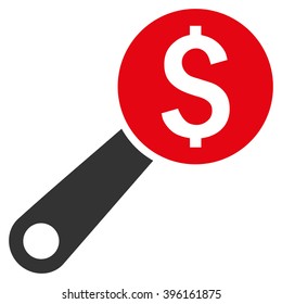 Financial Audit vector icon. Style is flat symbol, red color, white background.