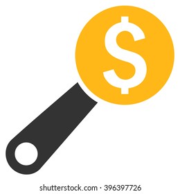 Financial Audit vector icon. Style is flat symbol, yellow color, white background.