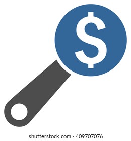 Financial Audit vector icon. Style is bicolor flat symbol, cobalt and gray colors, white background.