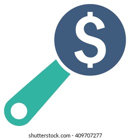 Financial Audit vector icon. Style is bicolor flat symbol, cobalt and cyan colors, white background.