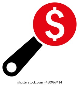 Financial Audit vector icon. Style is bicolor flat symbol, intensive red and black colors, white background.
