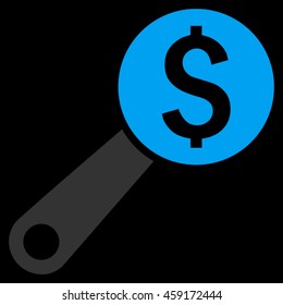 Financial Audit vector icon. Style is flat symbol, blue color, black background.
