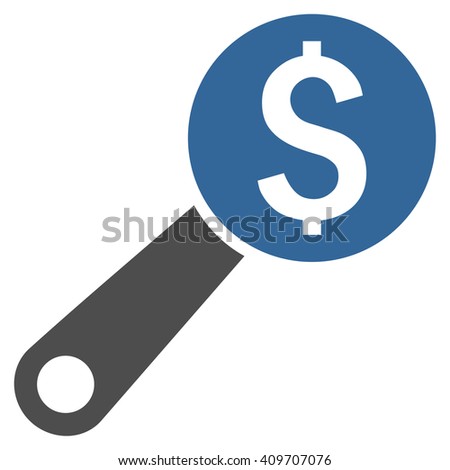 Financial Audit vector icon. Style is bicolor flat symbol, cobalt and gray colors, white background.