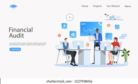 Financial Audit Vector Illustration Concept , Suitable for web landing page, ui, mobile app, editorial design, flyer, banner, and other related occasion