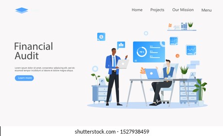 Financial Audit Vector Illustration Concept , Suitable for web landing page, ui, mobile app, editorial design, flyer, banner, and other related occasion