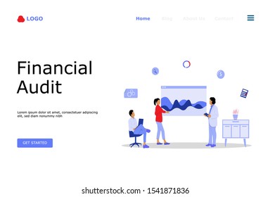 Concepto de Ilustración de Vectores de Auditoría Financiera , Apto para página de inicio web, ui, aplicación móvil, diseño editorial, volante, 
banner y otra ocasión relacionada
