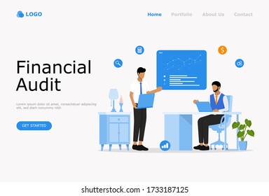 Concepto de Ilustración de Vectores de Auditoría Financiera , Adecuado para página de inicio web, ui, aplicación móvil, diseño editorial, volante, banner y otras ocasiones relacionadas
