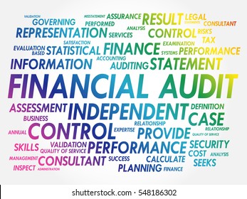 Financial Audit word cloud collage, business concept background
