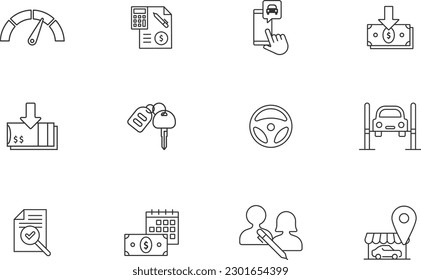 Financial Automotive Icons Set, Auto Finance Iconography