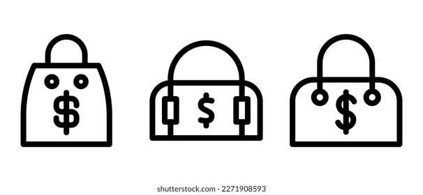 financial bag icon or logo isolated sign symbol vector illustration - high quality black style vector icons