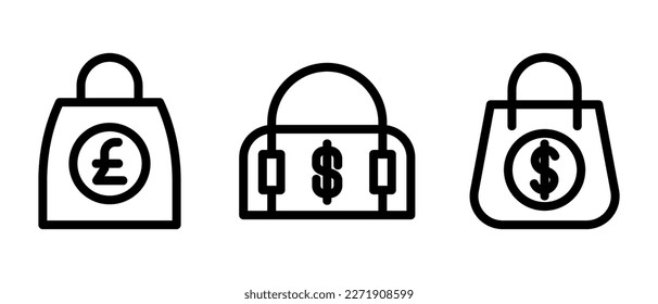 financial bag icon or logo isolated sign symbol vector illustration - high quality black style vector icons