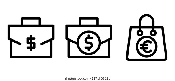 icono de bolsa financiera o logotipo símbolo de signo aislado ilustración vectorial - iconos vectoriales de estilo negro de alta calidad