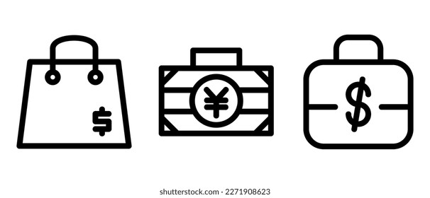 financial bag icon or logo isolated sign symbol vector illustration - high quality black style vector icons