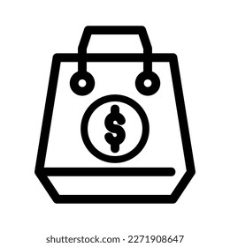 Finanzbeutel-Symbol oder Logo einzeln auf Zeichen, Vektorgrafik - hochwertige Vektorsymbole in schwarzem Stil