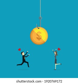 Finanzielle Köder für junge Menschen, Vektorgrafik im Flachstil
