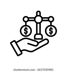 Ilustración vectorial de esquema de icono de balance financiero