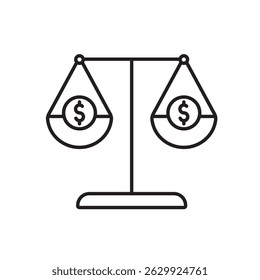 Vetor de ícone de linha de saldo financeiro, com traço editável, ideal para aplicativos de contabilidade, balanços patrimoniais e painéis de controle de gerenciamento de dinheiro