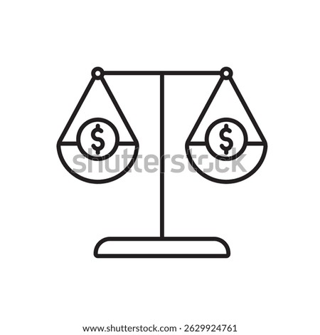 Financial balance line icon vector, with editable stroke, ideal for accounting apps, balance sheets, and money management dashboards