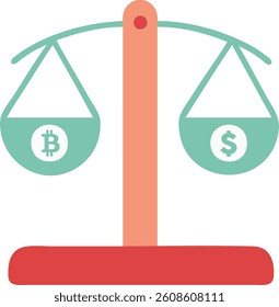 Financial Balance Scale. Financial Stability Dollar and Bitcoin