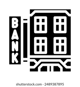 financial bank building glyph icon vector. financial bank building sign. isolated symbol illustration