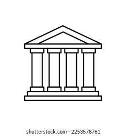Financial Bank Building Sign Black Thin Line Icon Symbol Economy Concept. Vector illustration of Banking Architecture