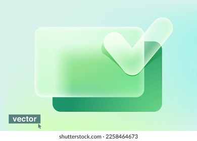 Financial bank credit card icon in glassmorphism style with gradient, blur and transparency. Eco friendly vector template for payment app, business, and advertising banners, receipt design.