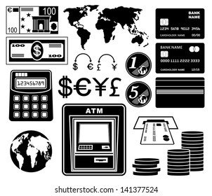 Financial, bank set of icons. vector