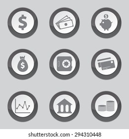 Financial Banking Black Vector Button Icon Design Set