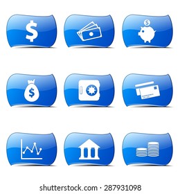 Financial Banking Blue Vector Button Icon Design Set