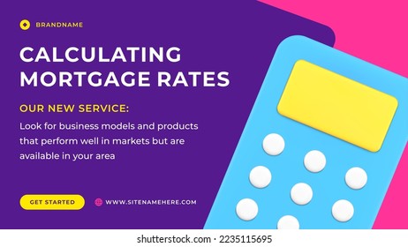 Financial banking calculating mortgage rates account service social media banner 3d icon vector illustration. Finance audit balance bookkeeping business mathematics money counting evaluation planning