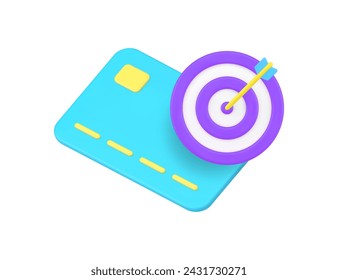 Financial banking card account target savings business investment 3d icon realistic vector illustration. Finance independence richness e money bill goal income wealth salary wage profit opportunity