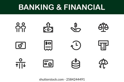 Financial and Banking Icon Pack. Professional Icons for Wealth Management, Online Banking, Transactions, and Money Management Designs