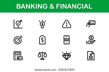 Financial and Banking Icon Pack. Professional Icons for Wealth Management, Online Banking, Transactions, and Money Management Designs