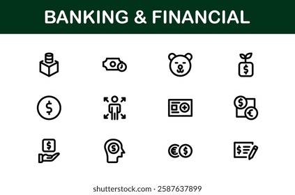 Financial and Banking Icon Pack. Professional Icons for Wealth Management, Online Banking, Transactions, and Money Management Designs