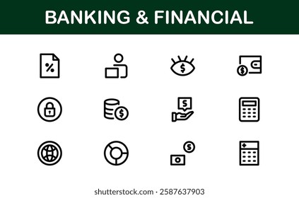 Financial and Banking Icon Pack. Professional Icons for Wealth Management, Online Banking, Transactions, and Money Management Designs