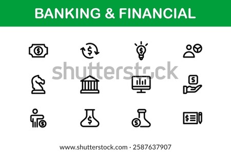 Financial and Banking Icon Pack. Professional Icons for Wealth Management, Online Banking, Transactions, and Money Management Designs