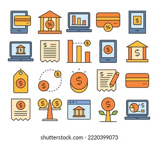 financial and banking icons set