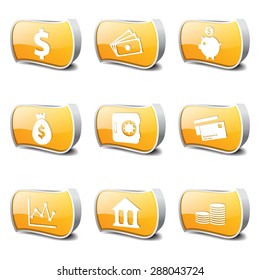 Financial Banking Yellow Vector Button Icon Design Set