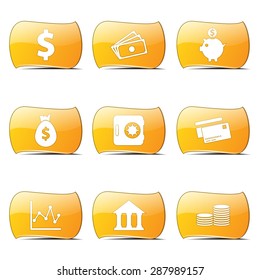 Financial Banking Yellow Vector ButtonIcon Design Set