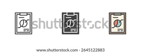 Financial bar chart icon with growth trend line in line, solid, and filled outline styles. Vector business analysis or report graph symbol icon.