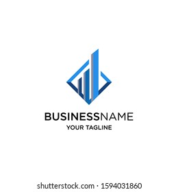 Financial Bar / chart icon logo design flat minimalist