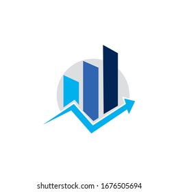Financial Bar / chart icon logo design flat minimalist